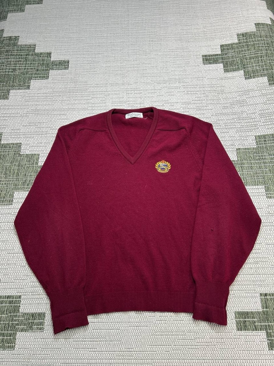 Vintage Burberrys Sweater Mens Xl Red Wool Knit Pullover * | eBay