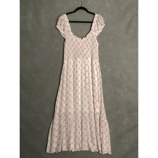 Perch by Blu Pepper Smocked Midi Dress Women's 1X Pink Bows NEW