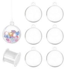 1.2" Dia. Clear Plastic Acrylic Fillable Ornament Ball with Hanging Wire 6pcs