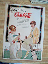 circa 1915 COCA-COLA Magazine ad w/ Girl Tennis & Golf Players 9 1/4" x 12 5/8"