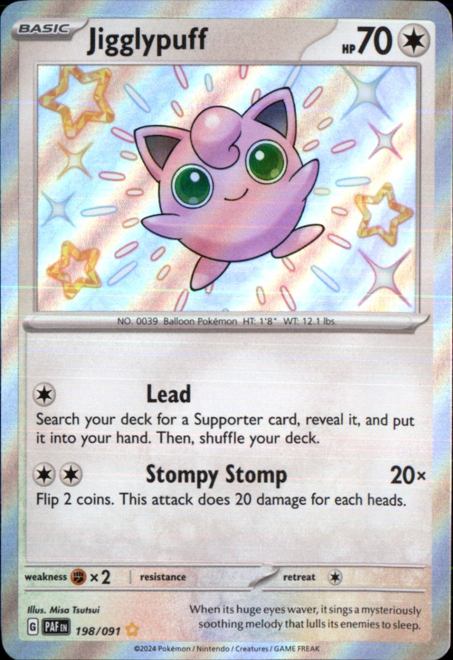 Jigglypuff Shiny Rare SV: Paldean Fates 198/091 NM