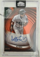 2022 Topps Chrome Black ICHIRO SUZUKI Orange Refractor On-Card Auto #23/25