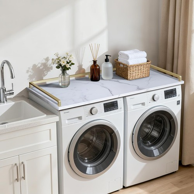 #ad #ad Washer Dryer Countertop 27.5quot; D x 54quot; W Wood Washer Dryer Shelf Topper with ... $110.11