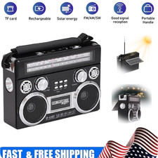 Retro Bluetooth Portable Solar FM/AM/SW Radio Speaker LED Rechargeable Wireless