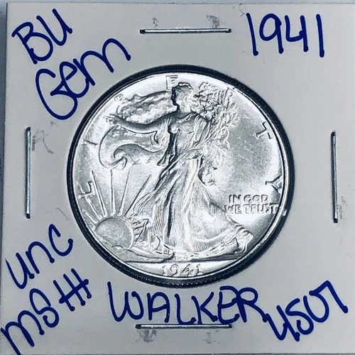 1941 BU UNCIRCULATED LIBERTY WALKING SILVER HALF DOLLAR AUTHENTIC U.S. MINT 4507