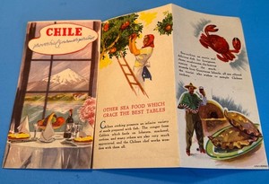 c 1940 CHILE wine fruit lobster conger sea-urchin Gourmet Food Brochure Vintage