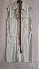 H&M Beige Buttons Belt Shirt Dress Size M VGC (B1)