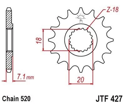 JT Steel Front Spocket - JTF427.12SC Suzuki RS175 T/X/Z 1980 - 1982 - Image 2 of 2