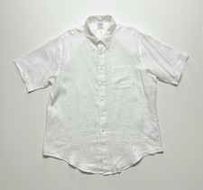 Brooks Brothers Irish Linen Short Sleeve Button-Down Shirt White Men's Size XL