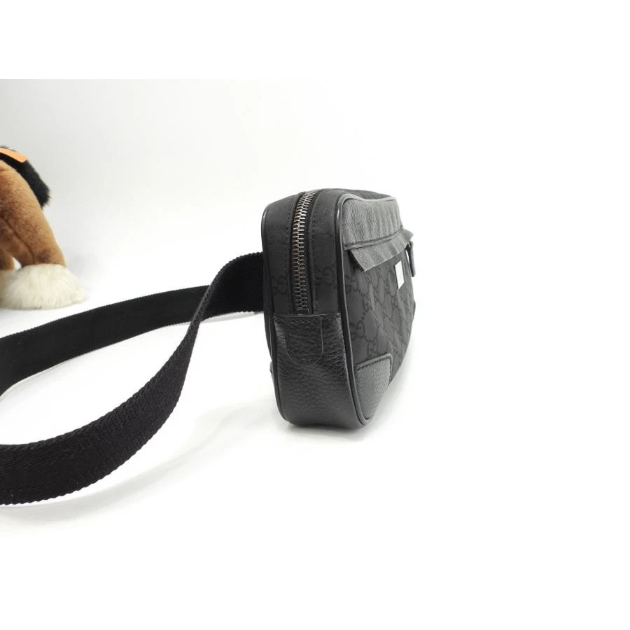 Gucci GG Nylon Leather Black Waist Bag Crossbody Bum Bag for Men