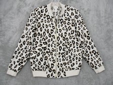 Chicos Jacket 0 US Small Leopard Animal Print Bomber Full Zip Pockets Lined