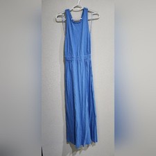 Ann Taylor Loft Crossover Blue Beach Maxi Dress M Side Slit