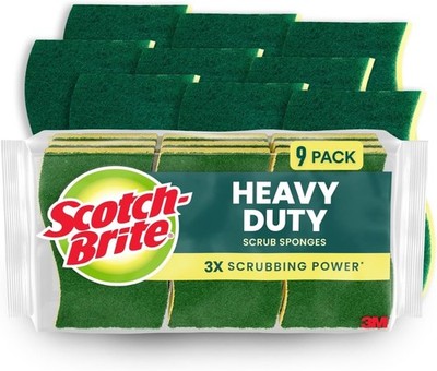 Scotch-Brite Heavy Duty Scrub Sponge 9-Pack, Safe for Nonstick Kitchen/Bath