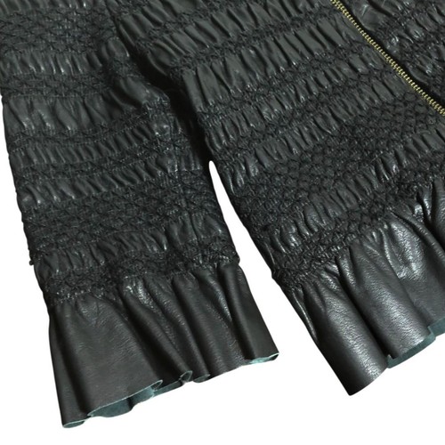 Red Valentino leather jacket, sheepskin, gathered, ruffled, 3/4 sleeve good - Picture 17 of 24
