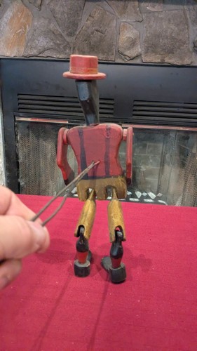 Antique Folk Art Wooden Jig Doll Handcrafted 12" Tall - Picture 4 of 9