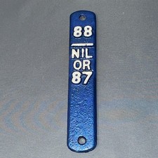 LNWR London & North Western Railway Signal Box Lever Plate "88 / NIL OR 87"