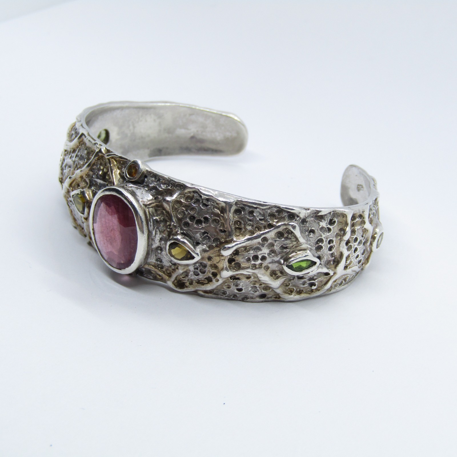 Sterling Silver 925 Raspberry Ruby & Gemstone Bra… - image 3