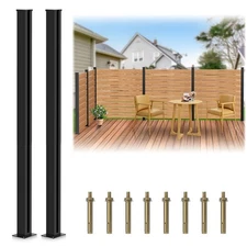 45" Aluminium Alloy Fence Post, 2 Pack Matte Black Metal Wood Privacy Fence E...