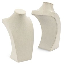 Juvale 3 Pack 12 Inch Linen Jewelry Display Bust, Necklace Mannequin Holder S...