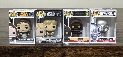 Funko Star Wars Rare #296 Stormtrooper Obi-Wan Luke Skywalker & Jawa Bitty POPS