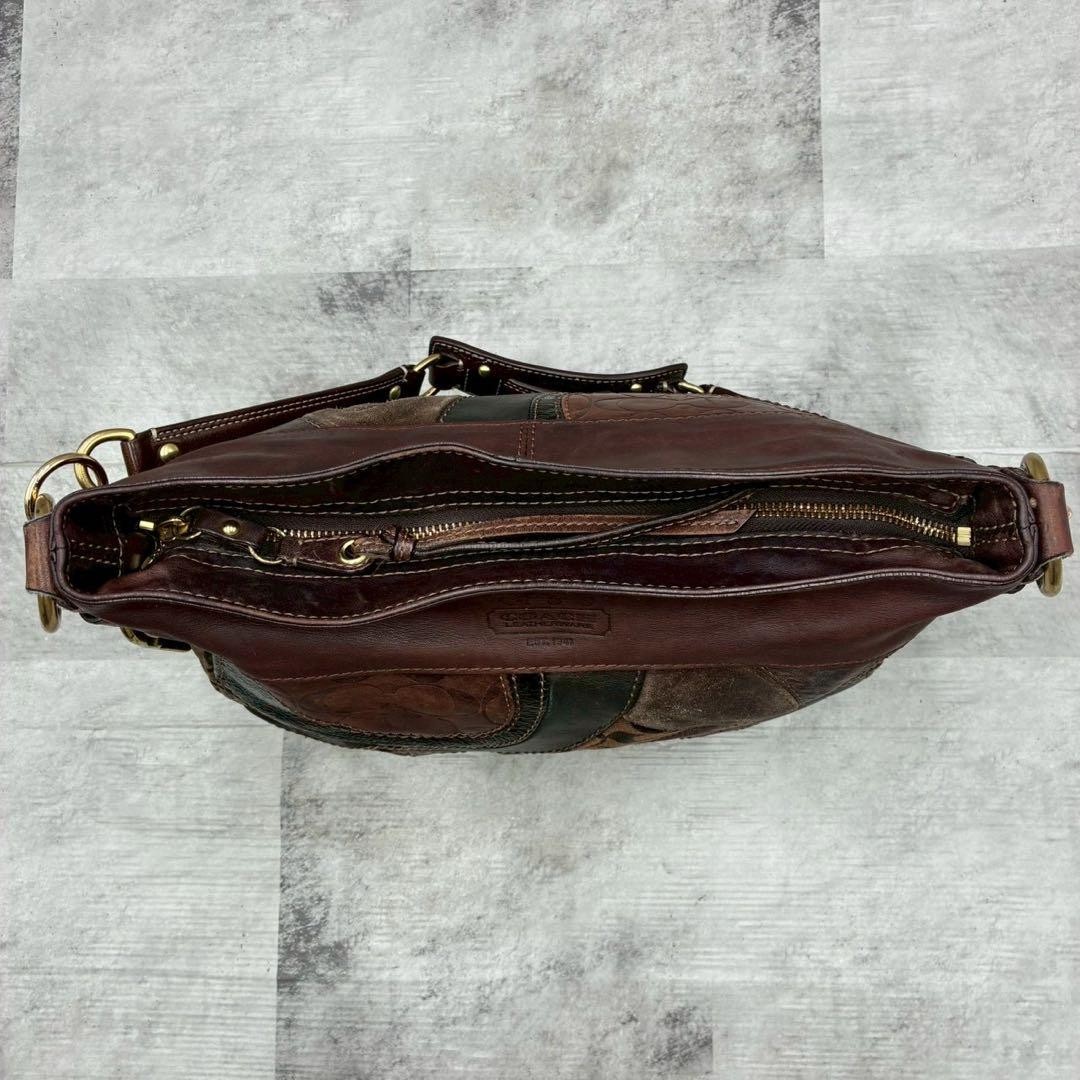 COACH One Shoulder Bag Patchwork Canvas Leather B… - image 7