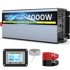 4000W Pure Sine Wave Inverter 12V DC to 120V AC Converter