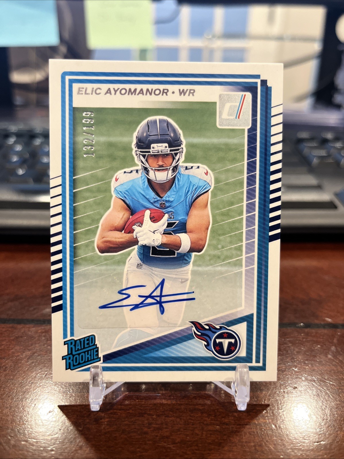 2025 Panini Donruss Elic Ayomanor #339 Rated Rookie Auto 132/199 (AU,RC)