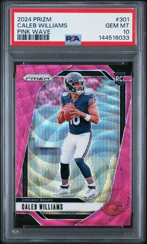 144516033 Caleb Williams 2024 Panini Prizm #301 Pink Wave Rookie RC PSA 10
