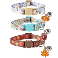 Lamphyface 3 Pack Thanksgiving Cat Collar Autumn Holiday with Bell Pendant Fall