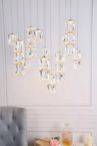 Elegant Lighting 3500D24 Polaris 12 Light 24"W LED Crystal Multi - Chrome - Picture 9 of 12