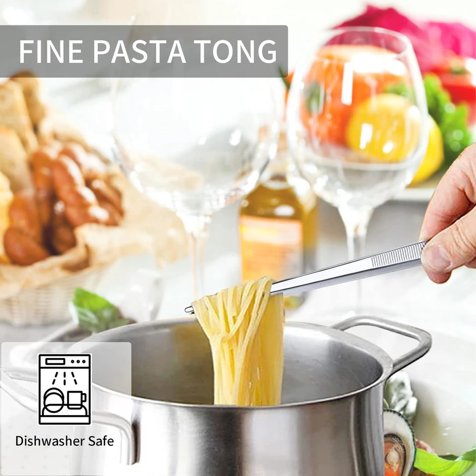 Pinzas extra largas de 12 pulgadas, pinzas de cocina de precisión, plateadas Foto 4 de 4