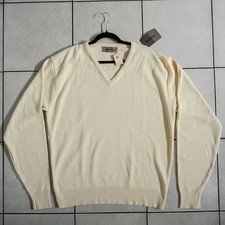 Vintage Jantzen USA Made 100% Acrylic Cream V-Neck Sweater XL Deadstock NWT