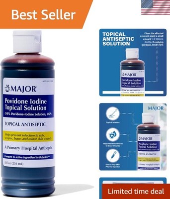 10% Povidone-Iodine Topical Antiseptic Solution - 8 Oz. for Minor Wounds