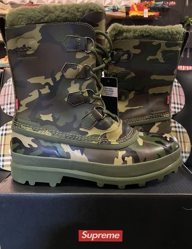 Botte homme Supreme x Sorel Caribou camouflage bois NEUVE taille 10,5