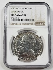 1783 Mo Mexico Silver 8 Reales EL CAZADOR SHIPWRECK NGC Genuine Scarce *T123