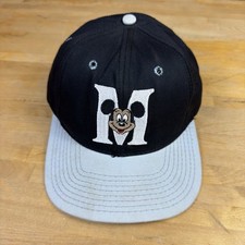 Disney Mickey Mouse Hat Cap 90s Script Snapback Made In USA Vintage 1990s Block