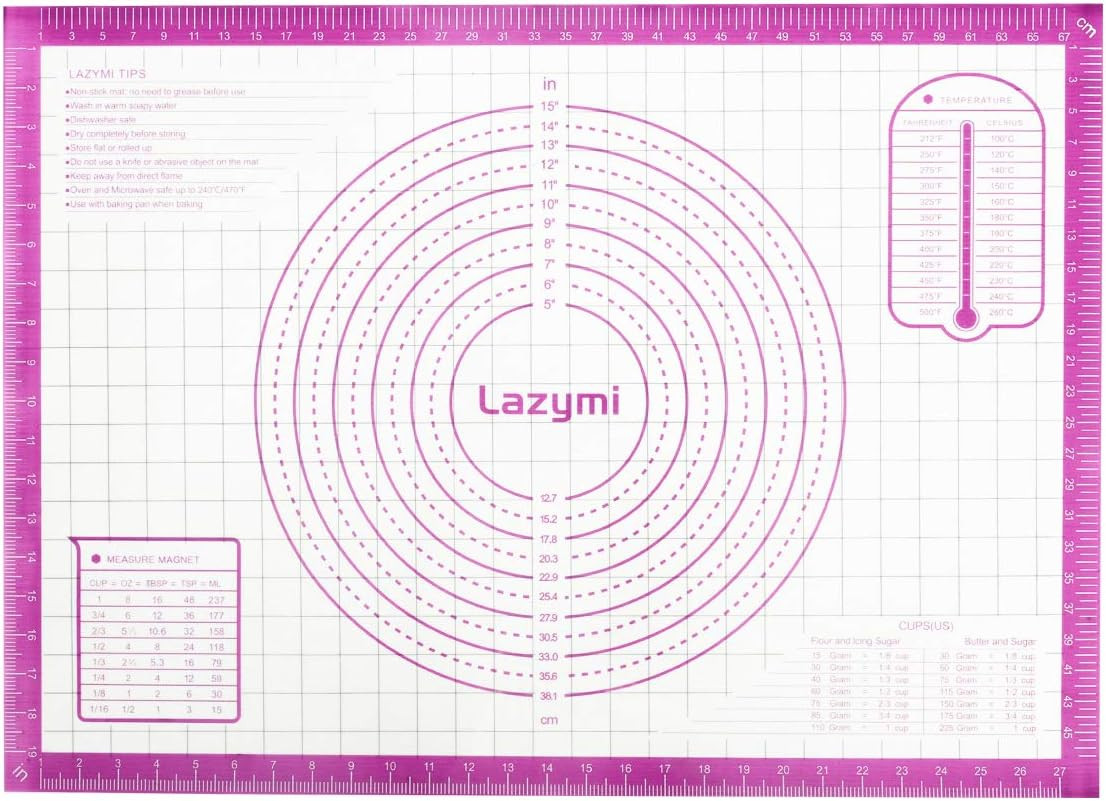 Extra Large Silicone Baking Mats Sheet, Non Stick Pastry Rolling Mat with Measur