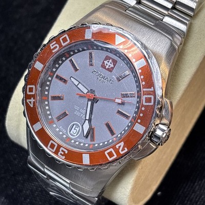 Zodiac Sea Ghost Men's Watch Z02404 - Orange Bezel Gray Dial 38.5