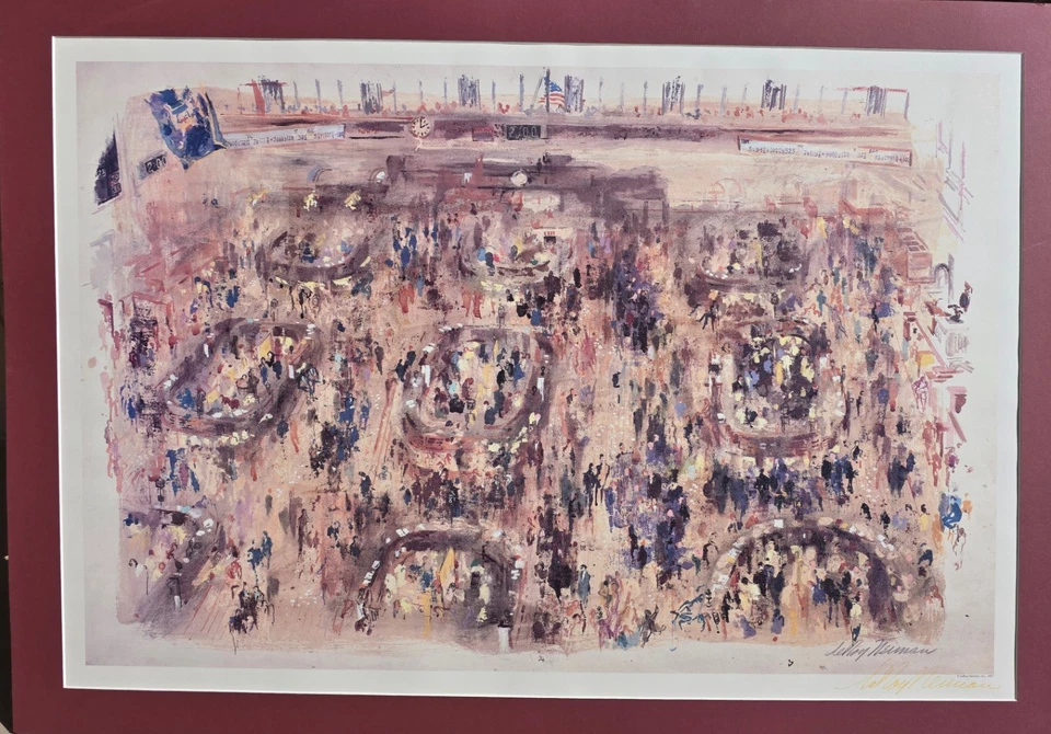 Póster litográfico Leroy Neiman Stock Market Wall Street 1977 firmado con certificado de autenticidad Foto 3 de 4