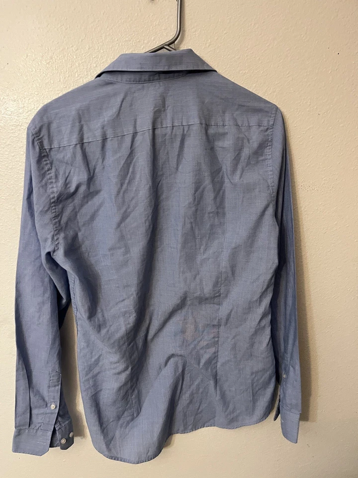 H&M  Long-Sleeve Button Up Dress Shirt Size Small Blue Slim Fit Solid - Image 3 of 4