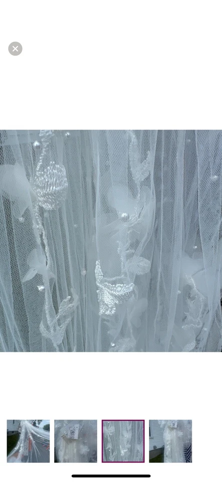 Velo de Boda Largo Catedral Tul con Lentejuelas Encaje Blanco 120" con Peine de Pelo *NUEVO CON ETIQUETAS* Foto 2 de 4