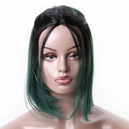 Straight Short Hair Ombre Bob Wig Side Part Synthetic Wigs for Women Cosplay Wig - Picture 19 of 26