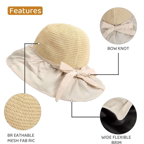 Summer Fashion Women Beach Outdoor Travel Cap Sun UV Protection Wide Brim Hat US - Picture 10 of 15