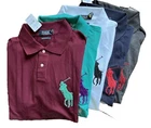 5- NEW Top Look London Polo Shirts Big Pony & Number "3" on Arm Sz Large Slim