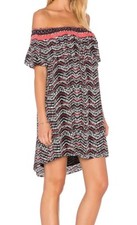New Tag Womens Small Sanctuary Stella Black Pink Off Shoulder Tribal Print Dress