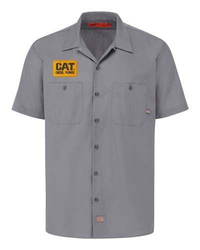 CAT Diesel Retro Patch DICKIES Short Sleeve Work Shirt Classic Caterpillar S-5X - Picture 4 of 5