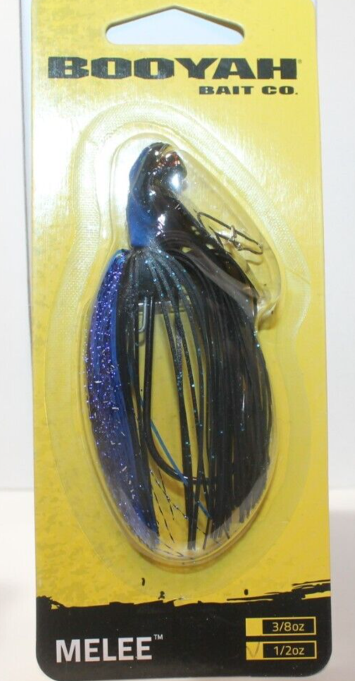 Lot of 1 Booyah Melee Bladed Jig 1/2 oz 3" L. Black/Blue Black Blade