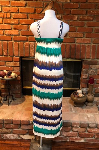 Design History Boho CHIC Tie Dye Empire Waist Braided Straps LONG Maxi Dress XS - Picture 7 of 9