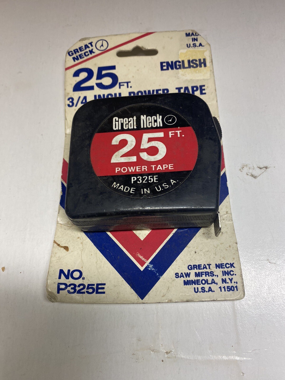Vintage Great Neck 25&rsquo; Long 3/4&rdquo;Wide  Tape Measure New Old Stock Made In The USA