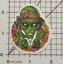 Alien Peace Sign Flower Headband - Vinyl Decal Sticker Bomb Area 51 UFO UAP